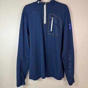 Under Armour Men's Blue Combine Quarter Zip Hoodie Lightweight Camo Accents XL